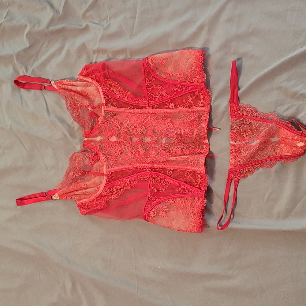 Victorias Secret red lace lingerie set